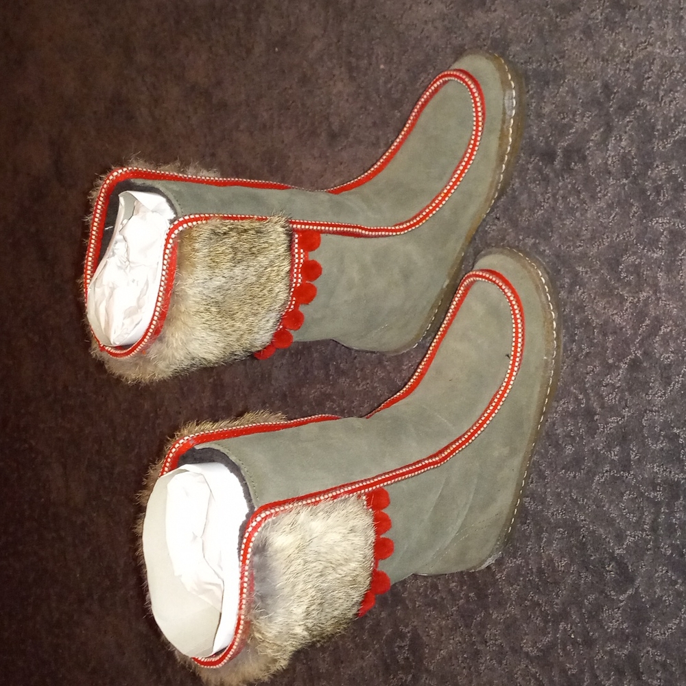 Tory Burch rabbit fur Leland boots